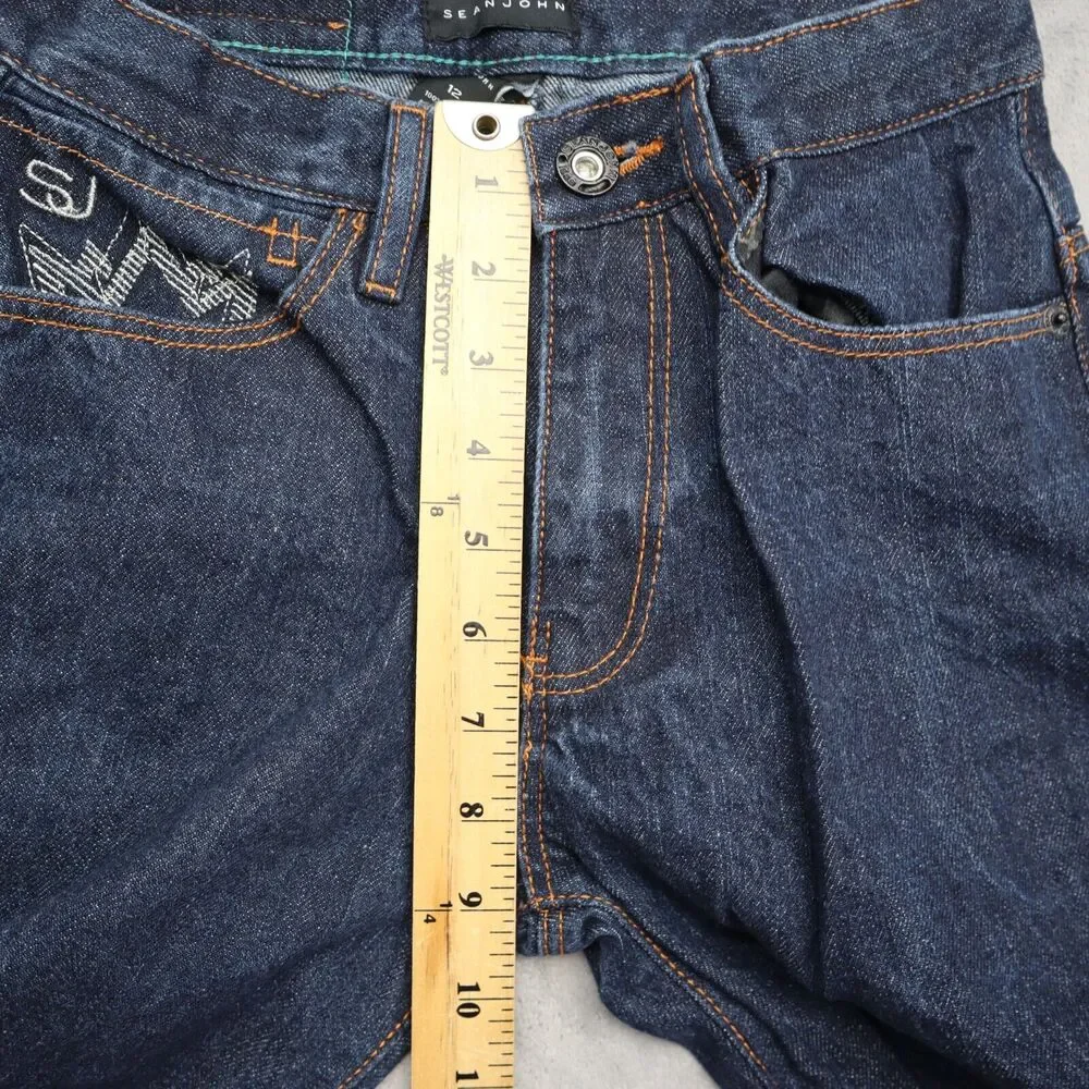 Sean John Jeans Youth 12 24x26 Boys Blue Denim Long Pants Dark Wash Baggy